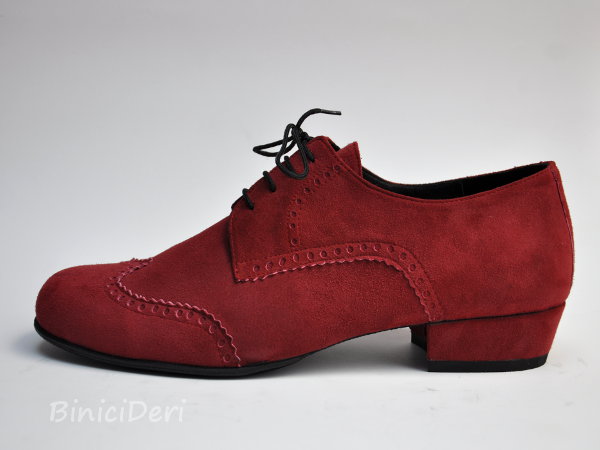 Men's tango shoe - suede - maroon/wine