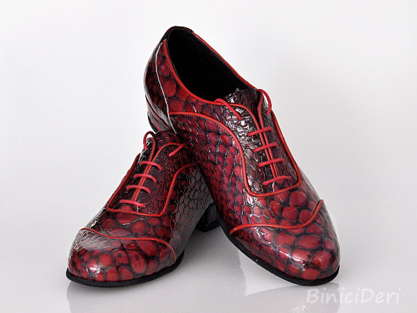 Men's tango shoe - Burgundy snake print