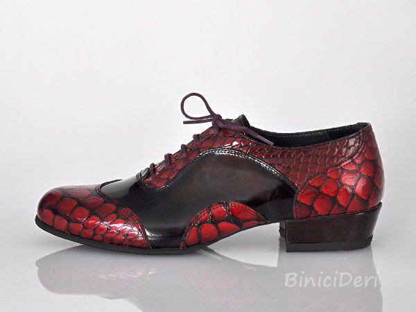 Men's tango shoe - Burgundy snake print