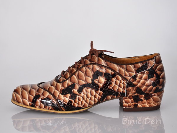 Erkek tango ayakkabısı - Kahverengi Kobra