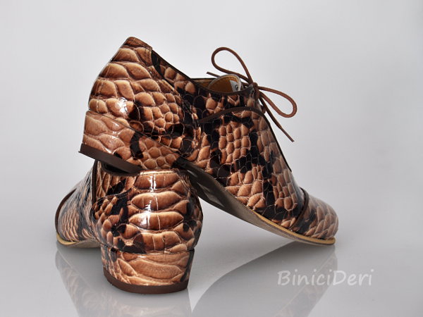Men's tango shoe - Brown Cobra