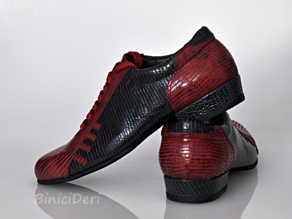 Men's sporty tango shoe - Red & Black - Click Image to Close