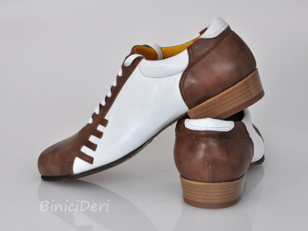 Erkek sportif tango ayakkabısı - Kahverengi/Beyaz