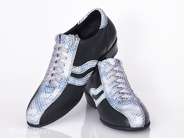 Men's sporty tango shoe - Black & turquoise blue