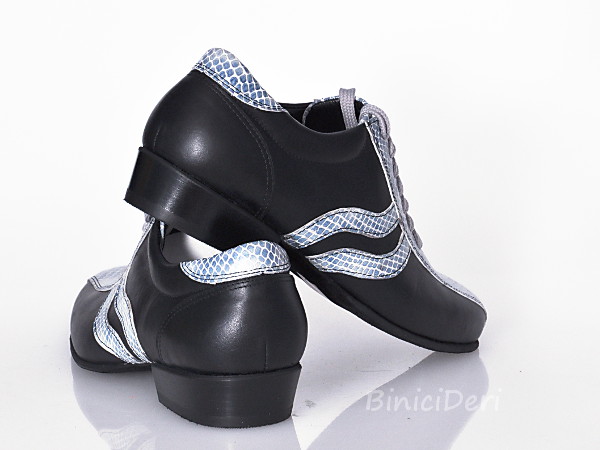 Men's sporty tango shoe - Black & turquoise blue