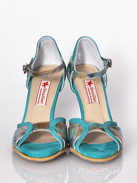 Women's tango shoe - Turquoise print