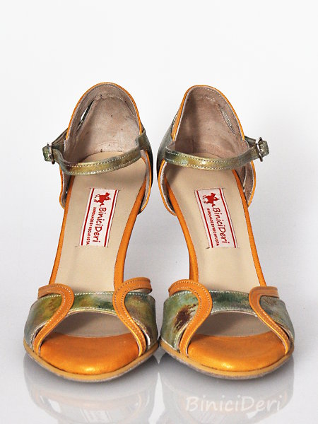Kadın tango ayakkabısı -Yeşil / hardal sarısı