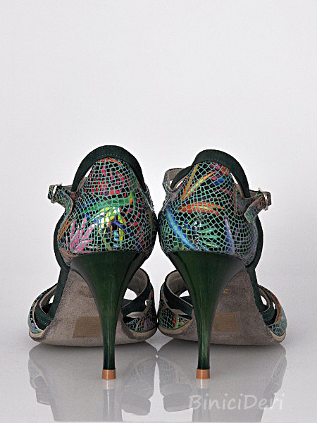 Women's tango shoe - Green & Lilium print