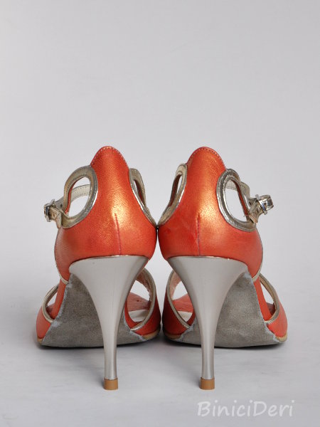 Women's tango shoe - Salmon Pearl & Gold