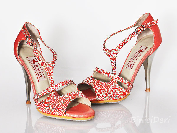 Women's tango shoe - Red Mosaic 15pp