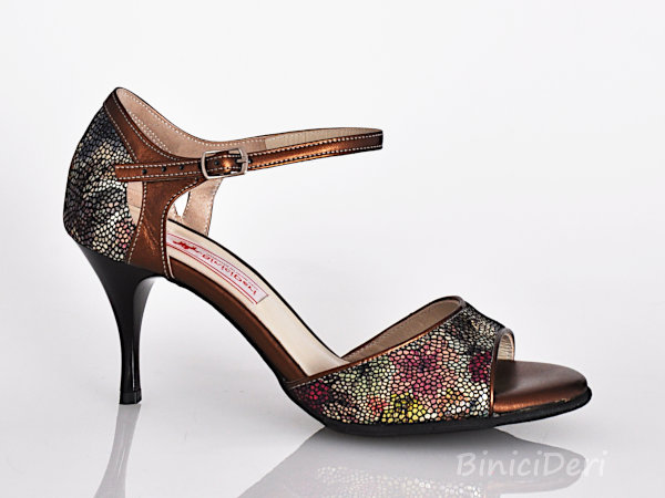 Women's tango shoe - Mosaic Flower & Copper 11pp