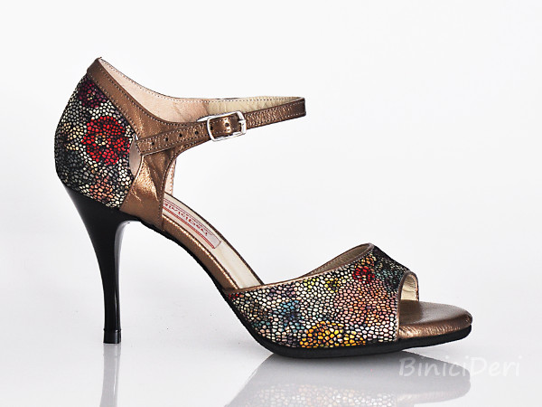 Kadın tango ayakkabısı - Çiçekli Mozaik / Bakır