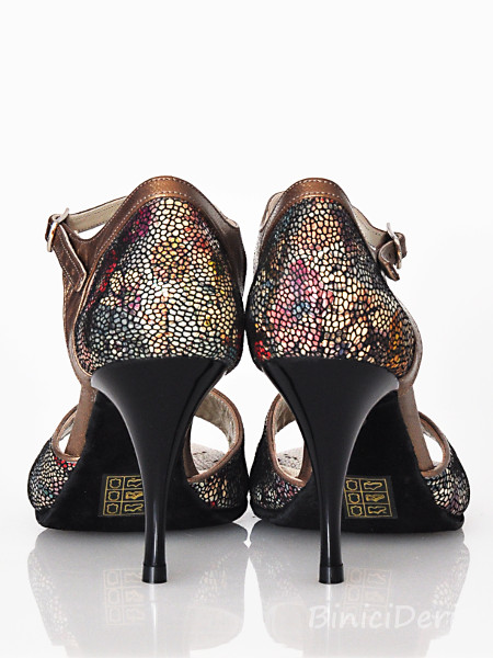 Women's tango shoe - Mosaic Flower & Copper