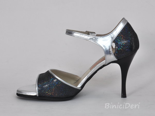 Women's tango shoe - Silver & fume color
