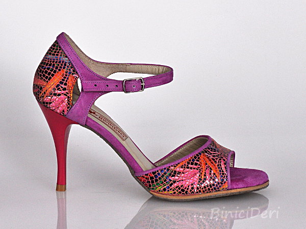 Women's tango shoe - Lilac & Lilium print