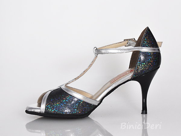 Women's tango shoe - Silver & fume color (11pp) - Click Image to Close
