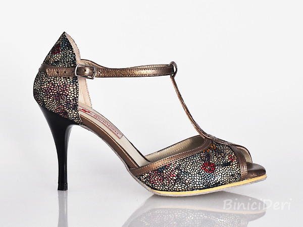Kadın tango ayakkabısı - Çiçekli Mozaik / Bakır