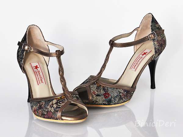 Women's tango shoe - Mosaic Flower & Copper