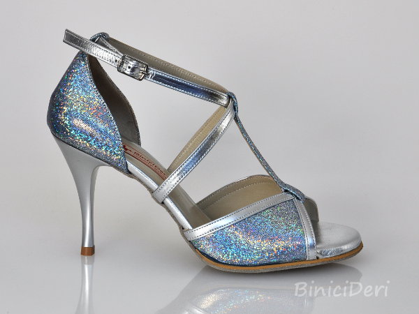 Kadın tango ayakkabısı - Gümüş hologram ışıltı