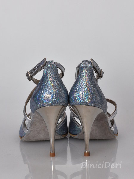 Women's tango shoe - Silver hologram shine