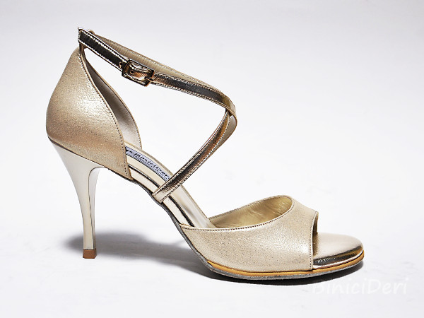 Women's tango shoe - Light gold jewel