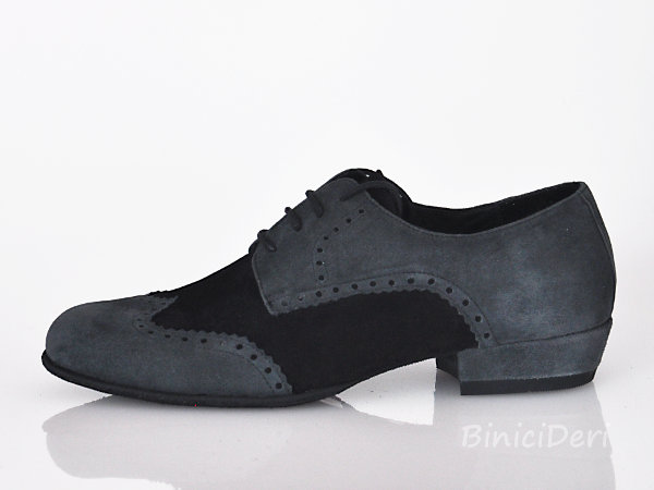 Erkek tango ayakkabısı - süet - gri/siyah